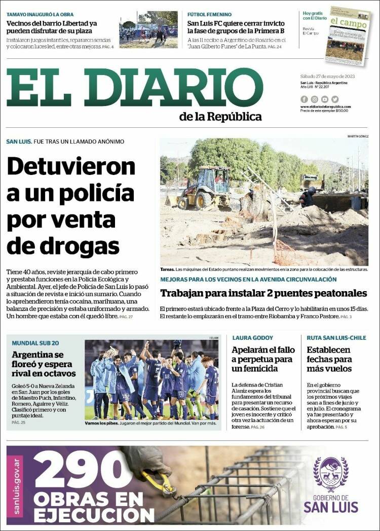 Portada de Diario de la República (Argentina)