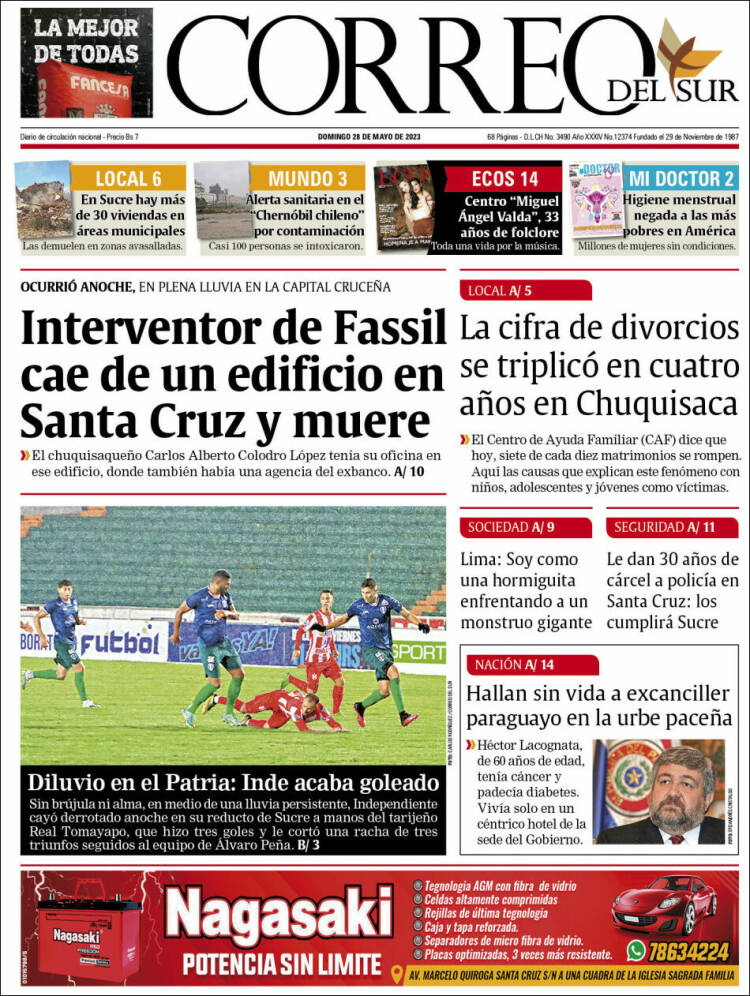 Portada de Correo Sur (Bolivia)