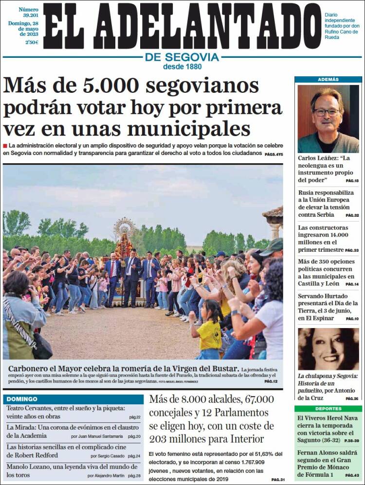 Portada de El Adelantado de Segovia (España)