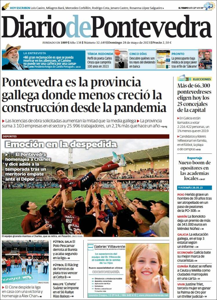 Portada de Diario de Pontevedra (España)