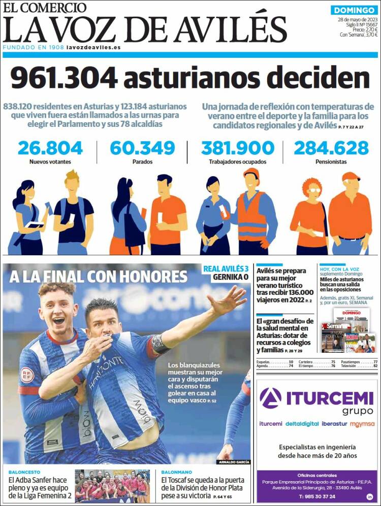 Portada de El Comercio - Avilés (España)