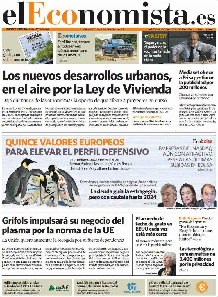 Portada de El Economista (España)