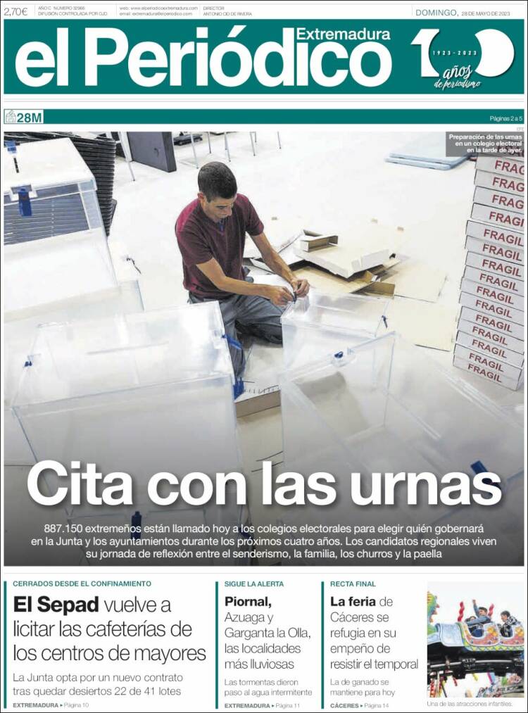 Portada de El Periódico de Extremadura (España)