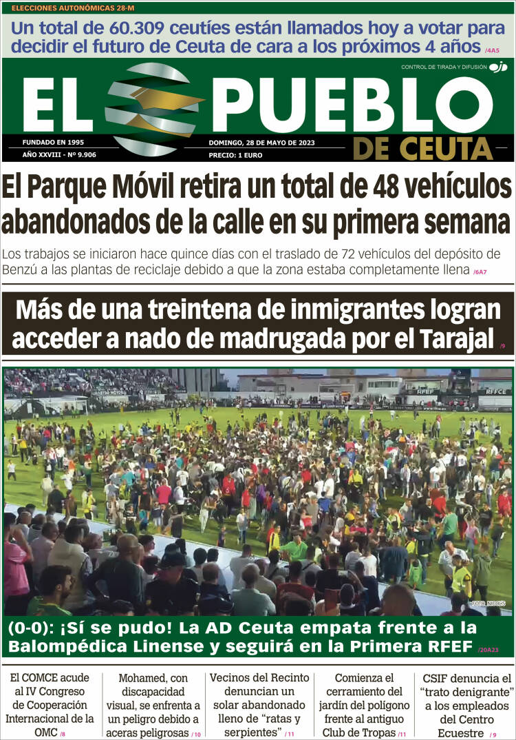 Portada de El Pueblo de Ceuta (España)