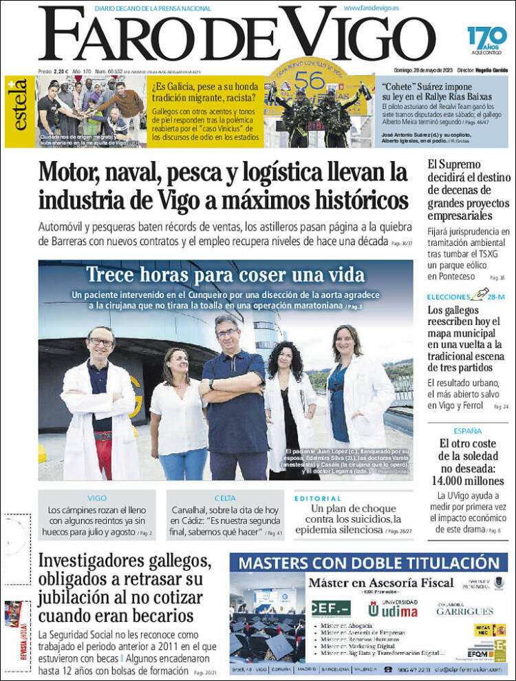 Portada de Faro de Vigo (España)