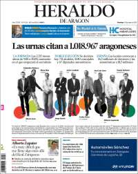 Portada de Heraldo de Aragón (España)