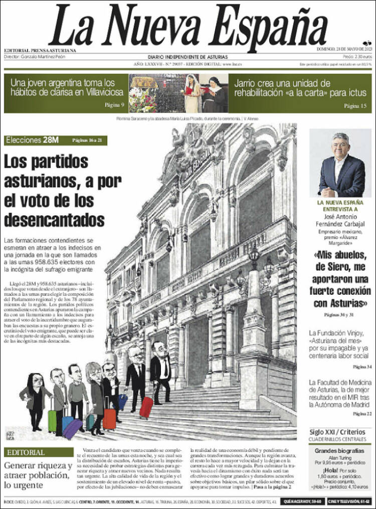 Portada de La Nueva España (España)
