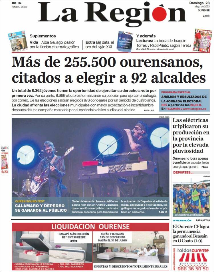 Portada de La Región de Ourense (España)