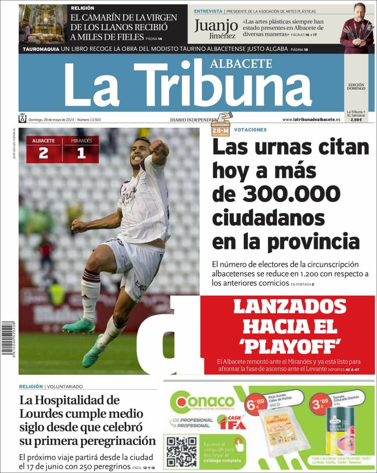 Portada de La Tribuna de Albacete (España)