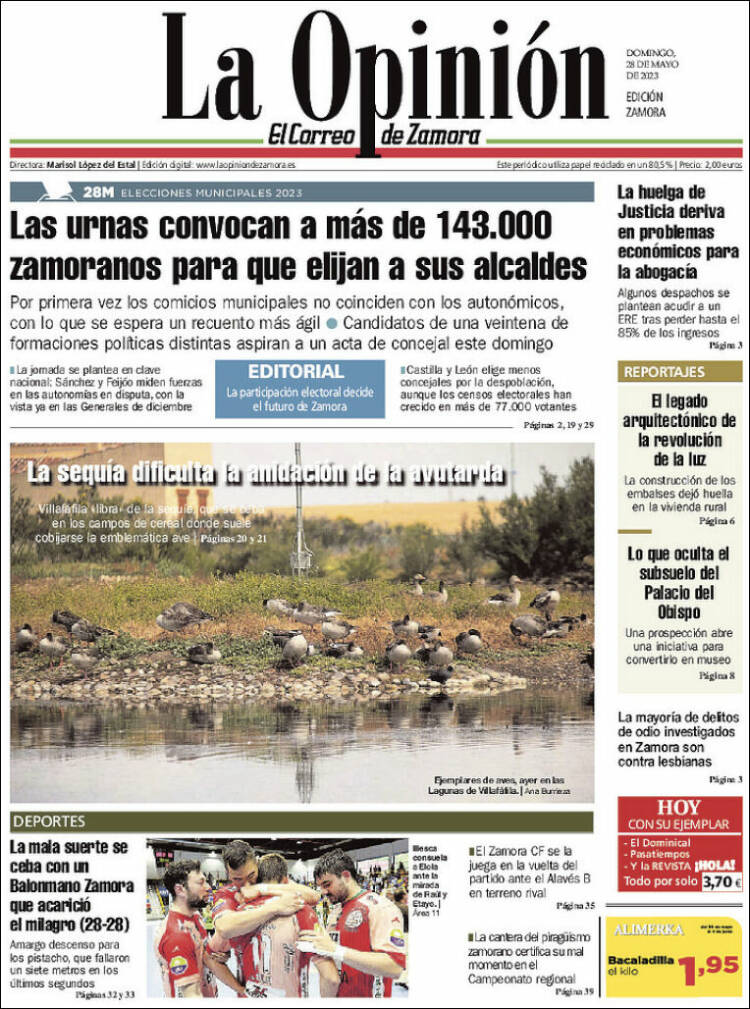 Portada de La Opinión - El Correo de Zamora (España)