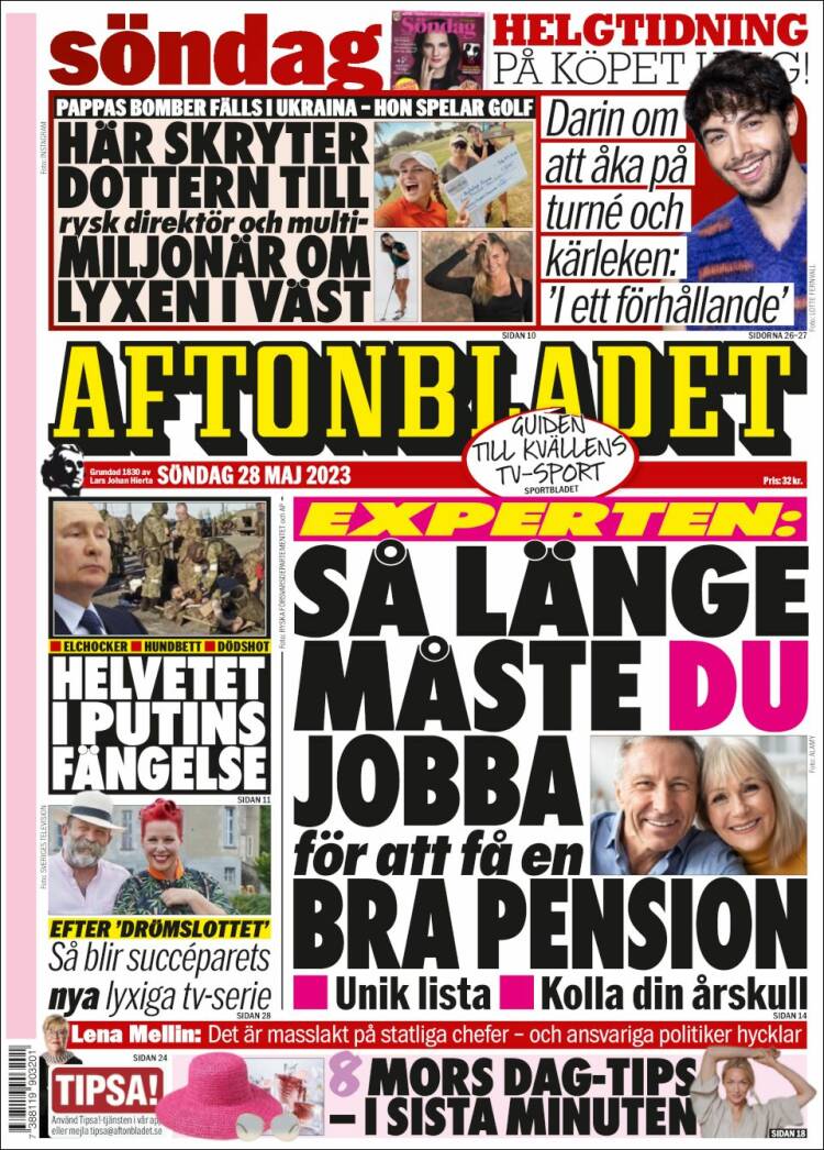 Portada de Aftonbladet (Suecia)