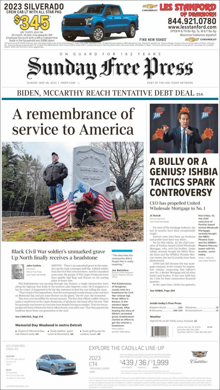 Portada de Detroit Free Press (USA)