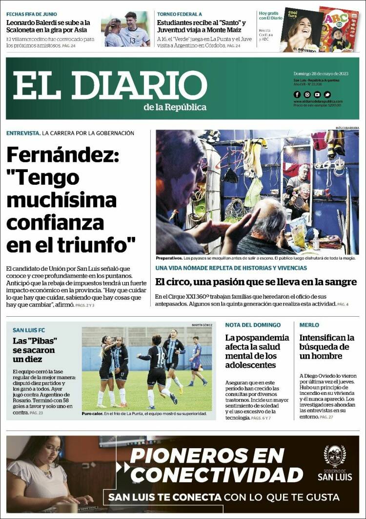 Portada de Diario de la República (Argentina)