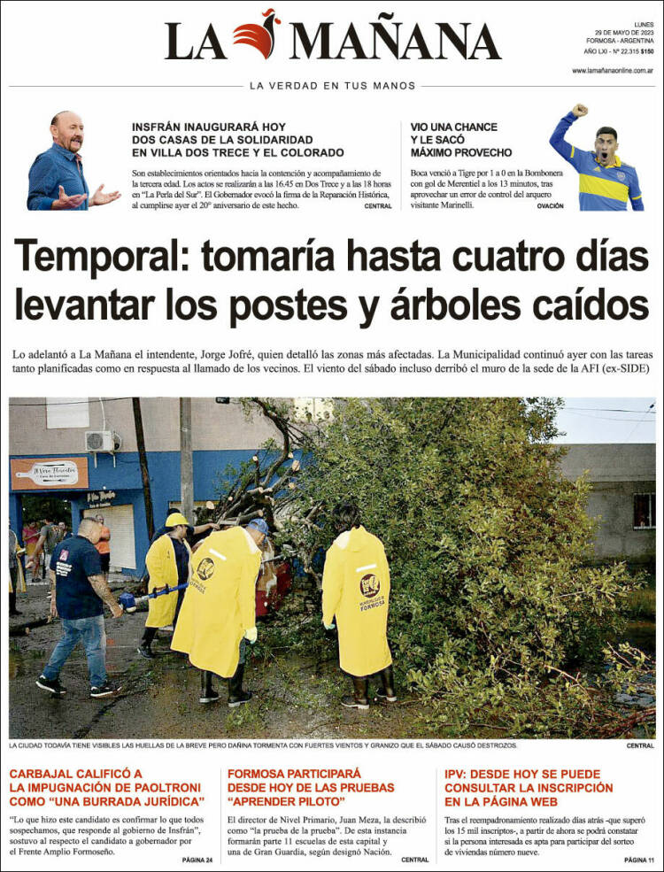 Portada de Diario La Mañana (Argentina)