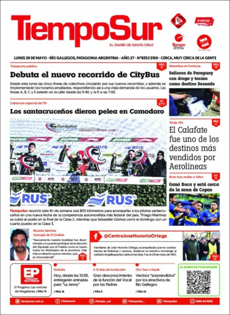 Portada de Tiempo Sur (Argentina)