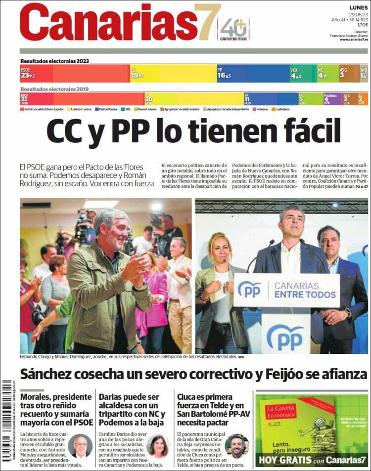 Portada de Canarias 7 (España)