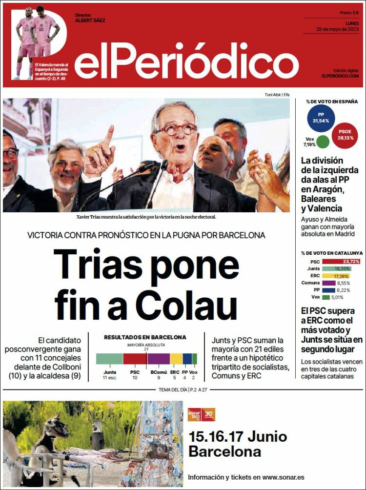 Portada de El Periódico (España)