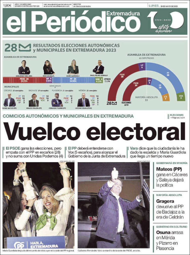 Portada de El Periódico de Extremadura (España)