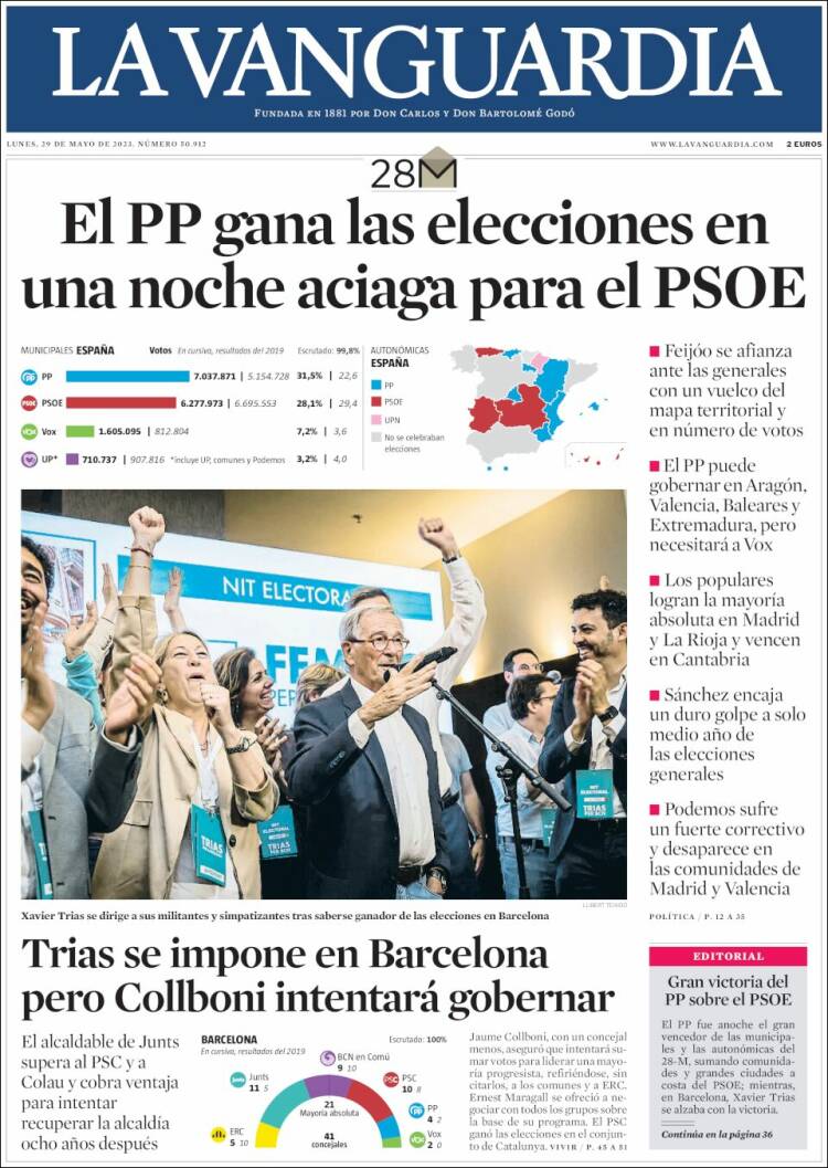 Portada de La Vanguardia (España)