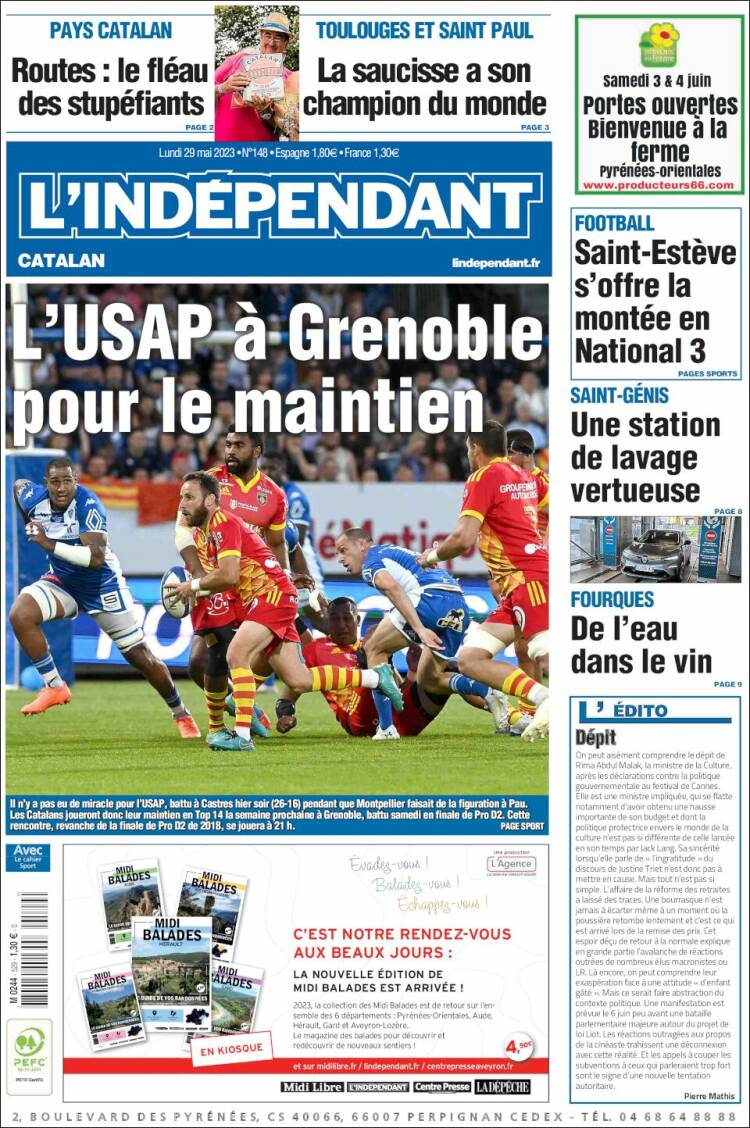 Portada de Le Indépendant (France)