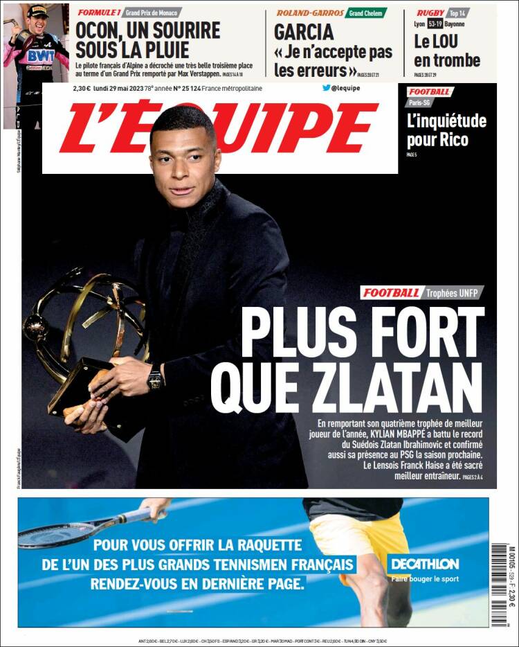 Portada de L'Equipe (Francia)