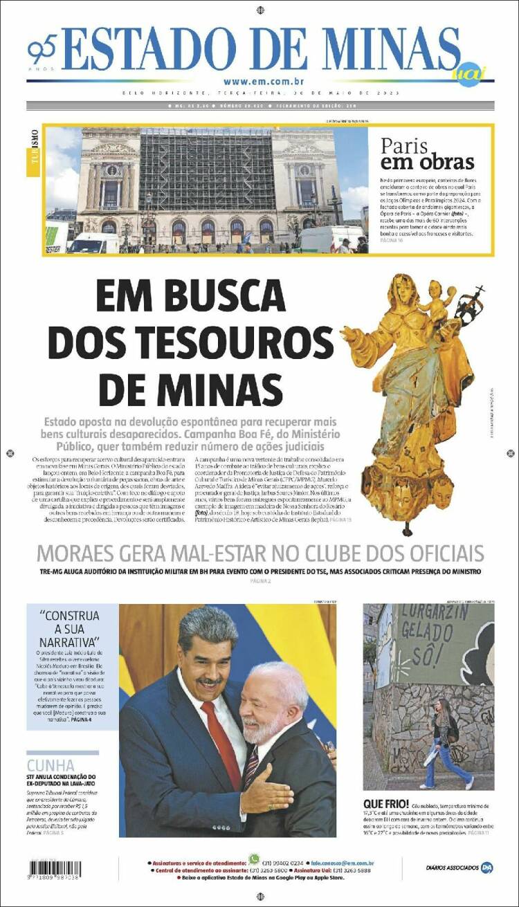 Portada de Jornal Estado de Minas (Brasil)