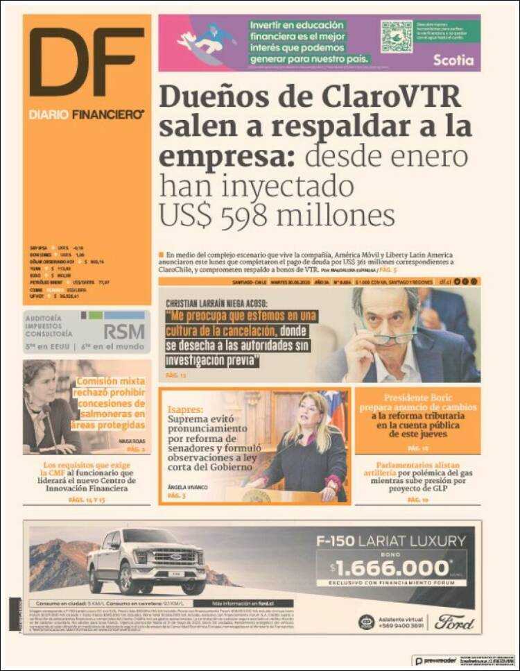 Portada de Diario Financiero (Chile)