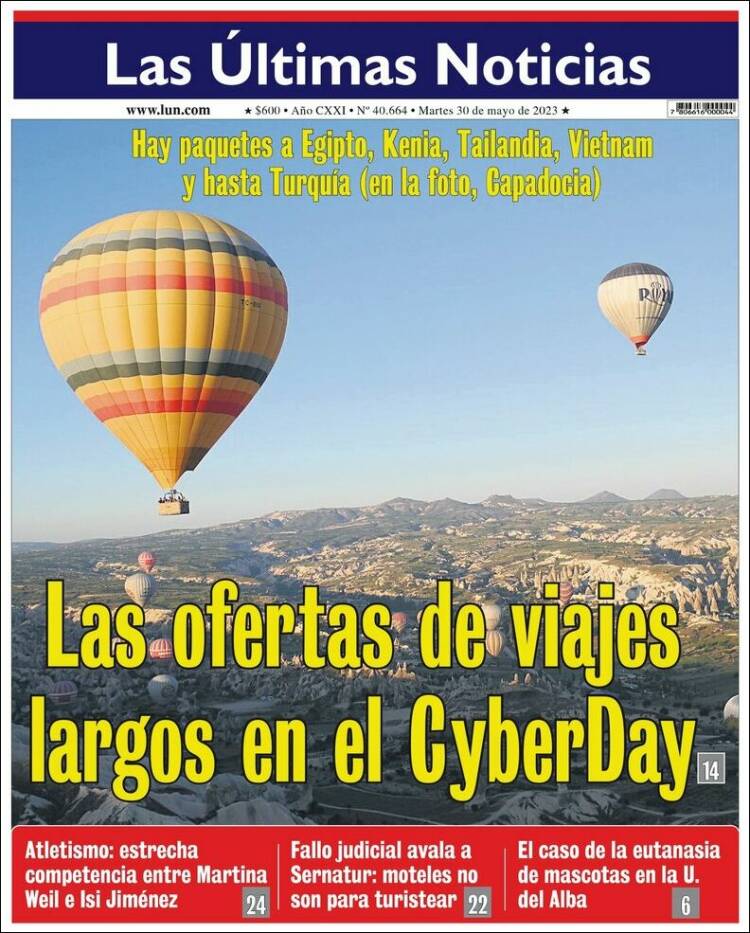 Portada de Las Últimas Noticias (Chile)