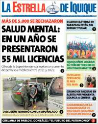 Portada de La Estrella de Iquique (Chile)