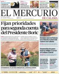 Portada de El Mercurio - Calama (Chile)