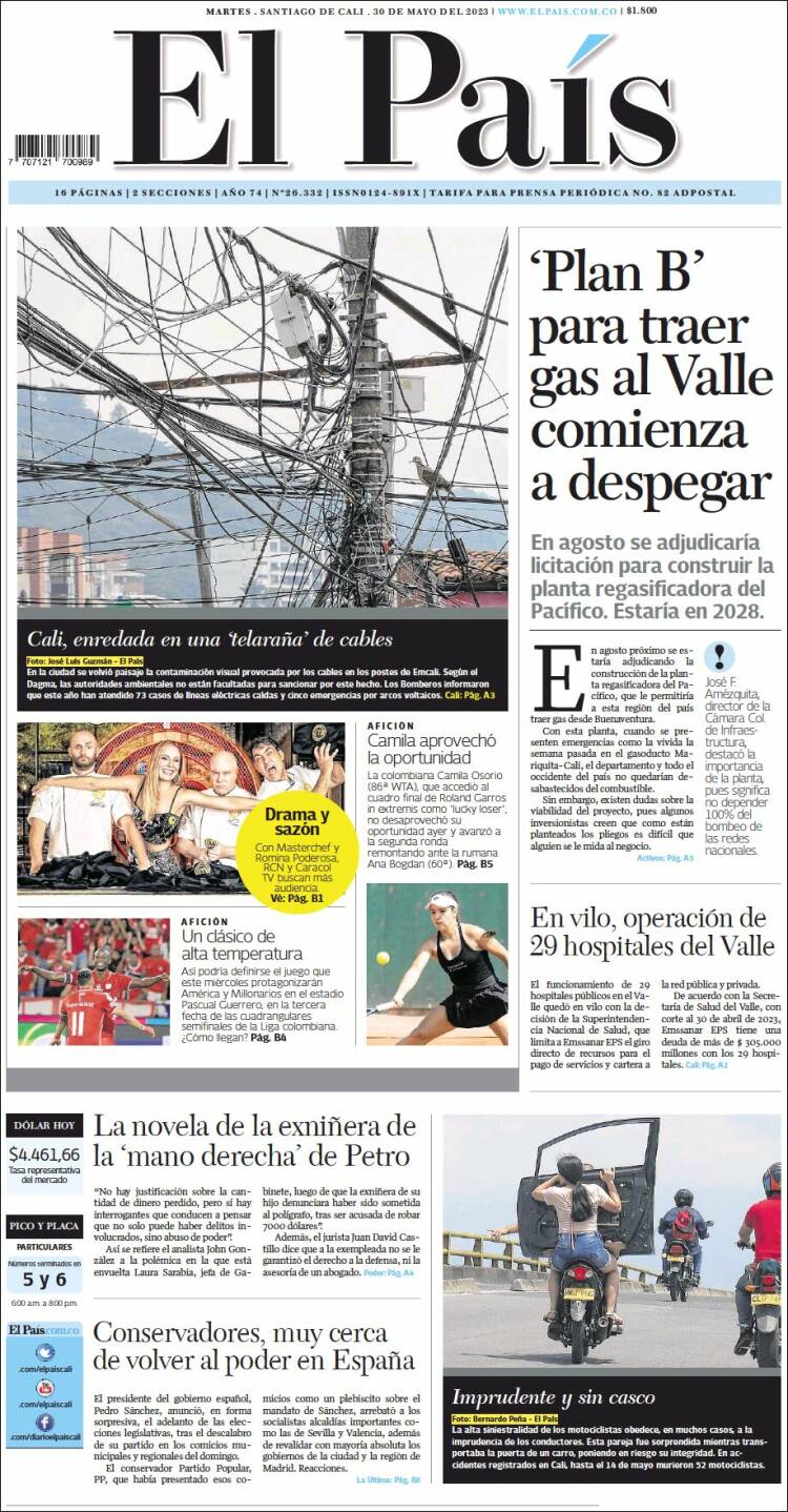 Portada de El País - Cali (Colombia)