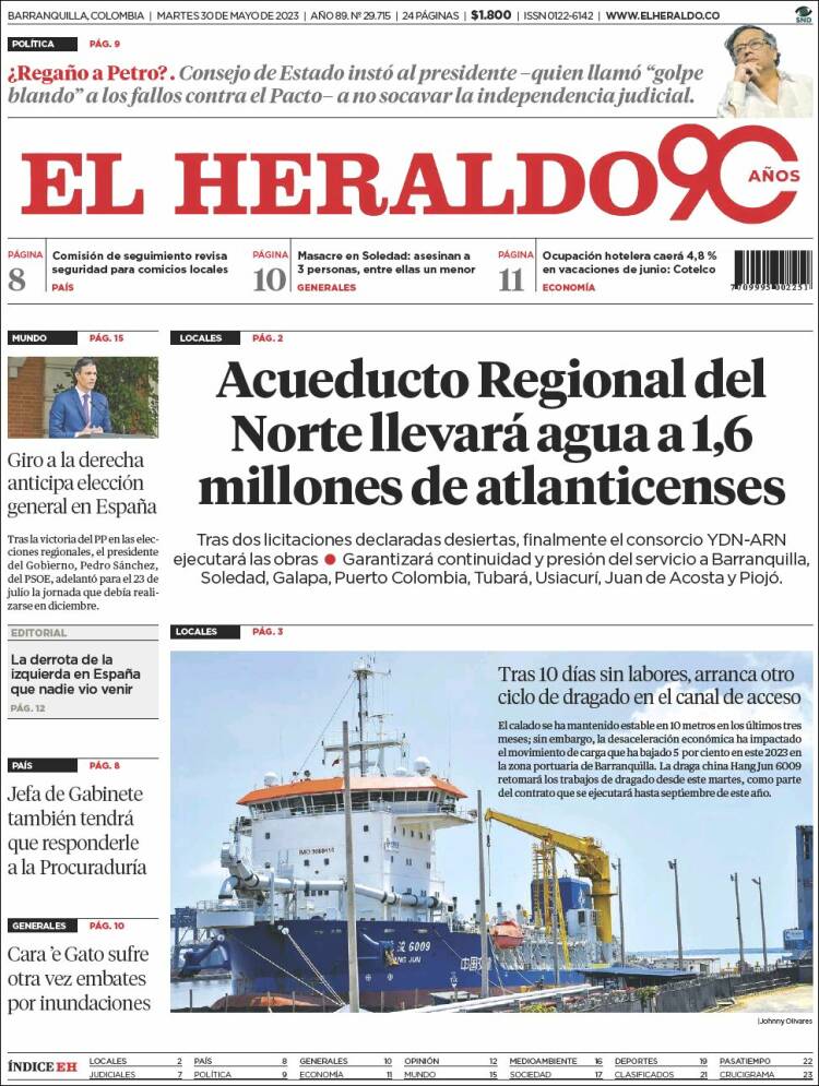 Portada de El Heraldo (Colombia)