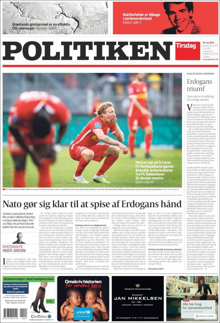 Portada de Politiken (Dinamarca)