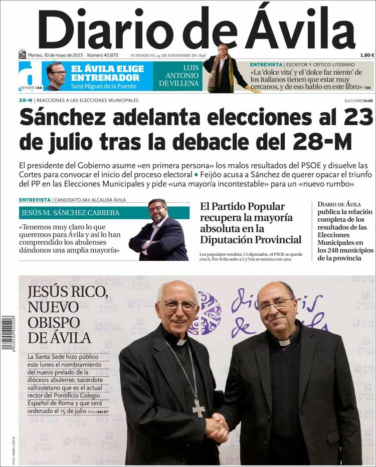 Portada de Diario de Ávila (España)