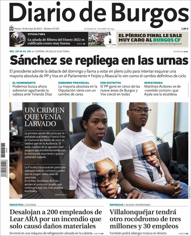 Portada de Diario de Burgos (España)