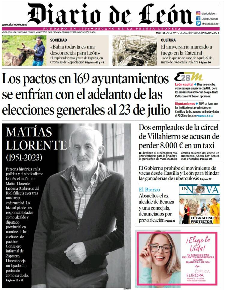 Portada de Diario de León (España)