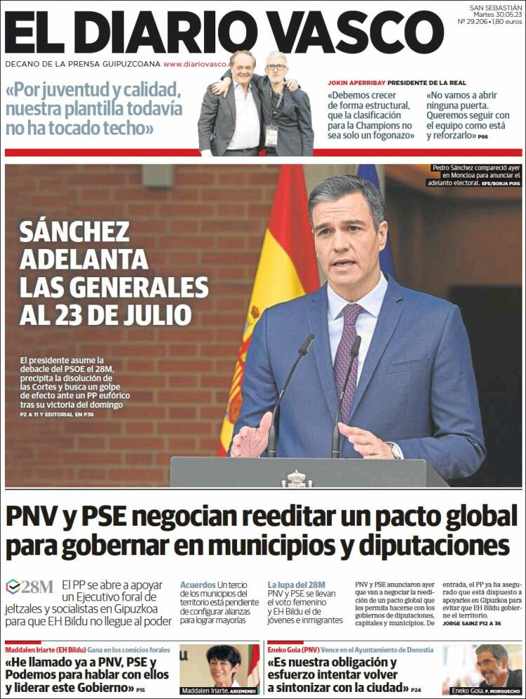 Portada de Diario Vasco (España)