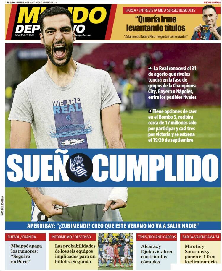 Portada de Mundo Deportivo Gipuzkoa (España)