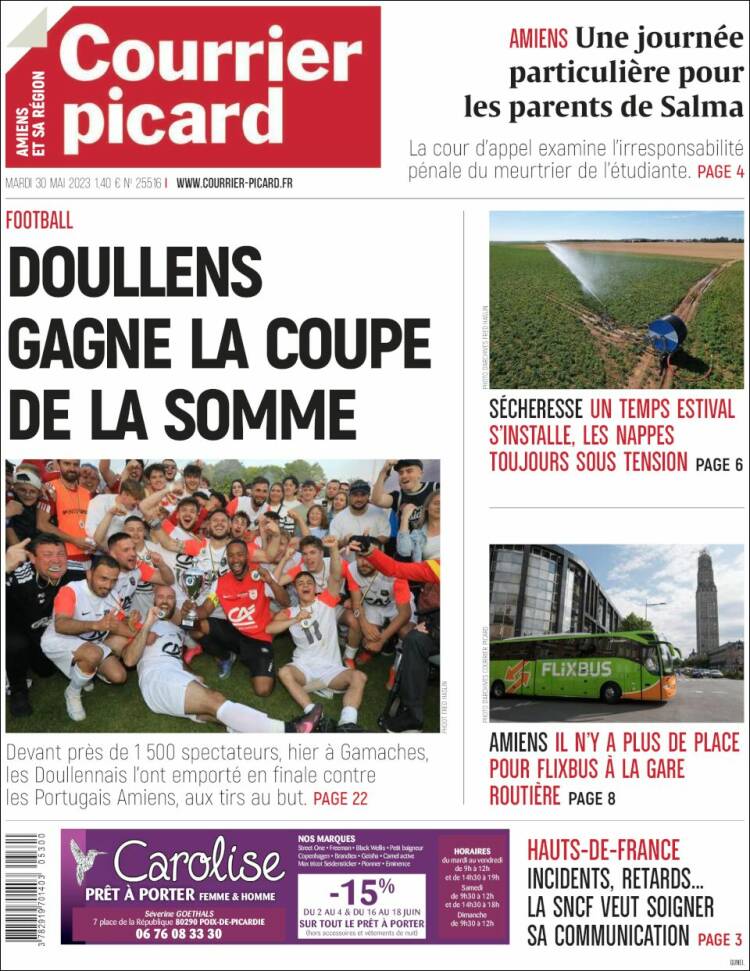 Portada de Courrier Picard (Francia)