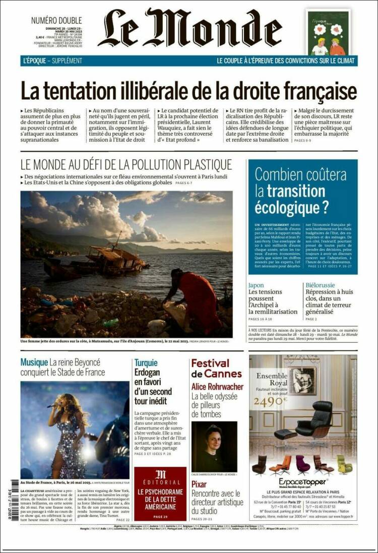 Portada de Le Monde (Francia)