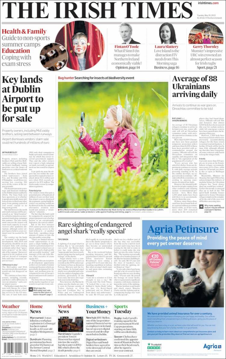 Portada de Irish Times (Irlanda)