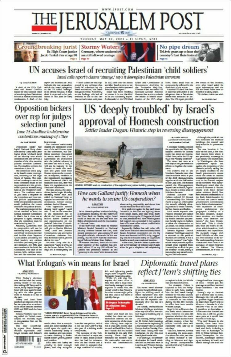 Portada de The Jerusalem Post (Israel)