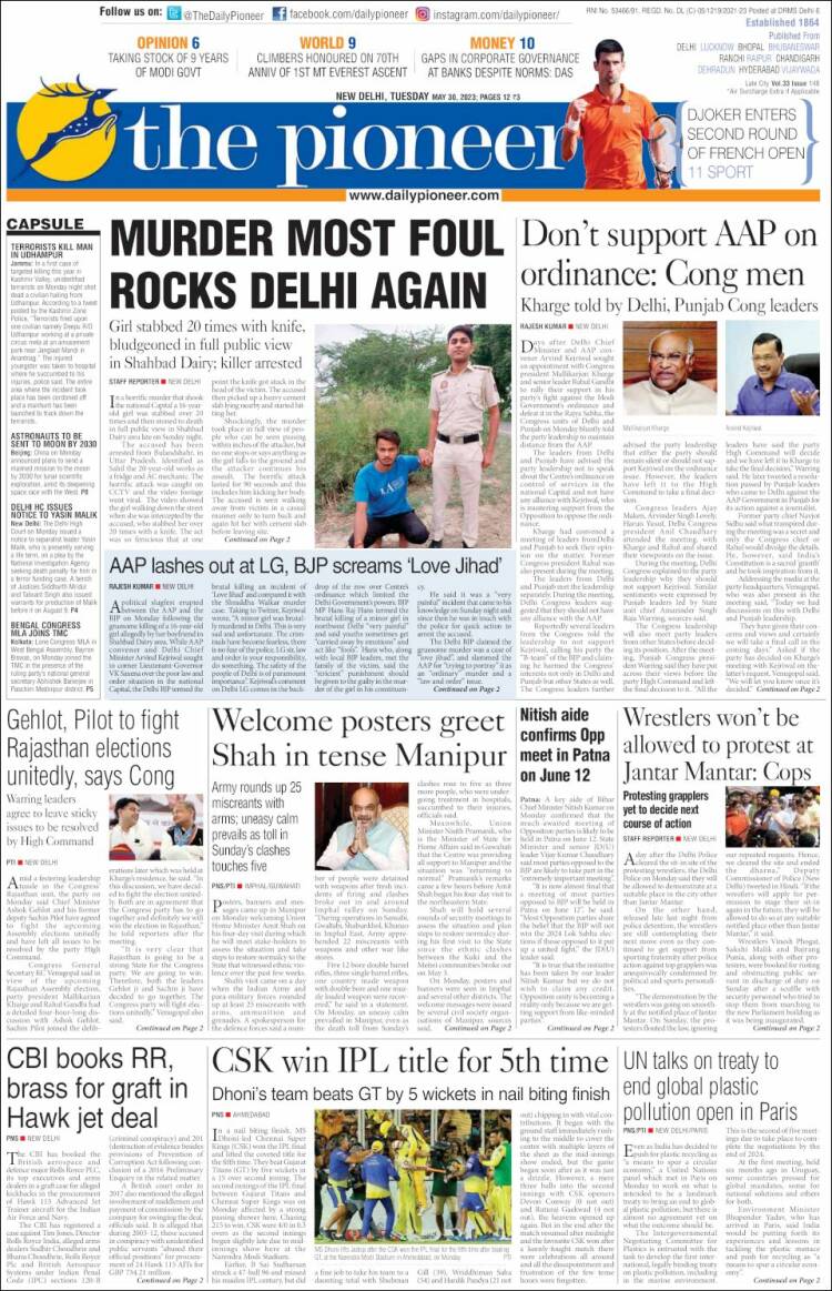 Portada de The Pioneer (India)