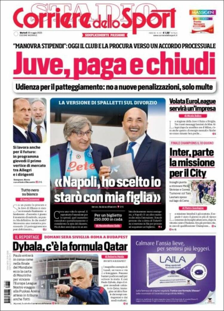 Portada de Corriere dello Sport (Italia)