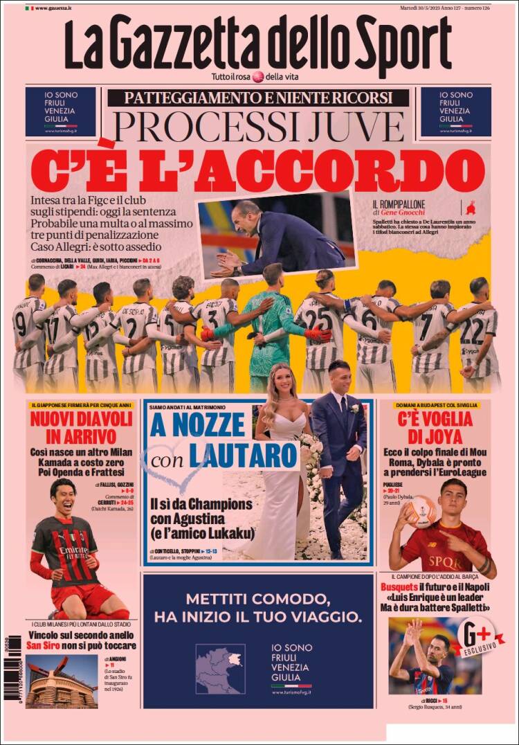 Portada de La Gazzetta dello Sport (Italia)