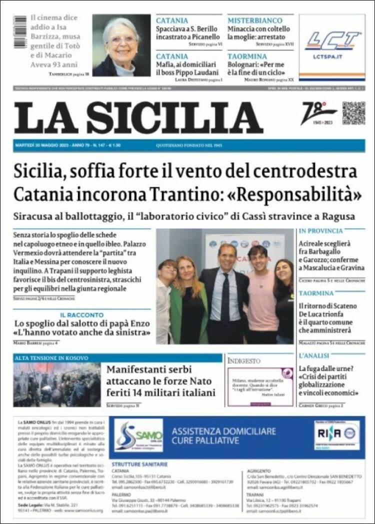 Portada de La Sicilia (Italia)