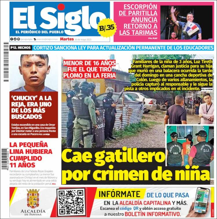 Portada de El Siglo (Panamá)