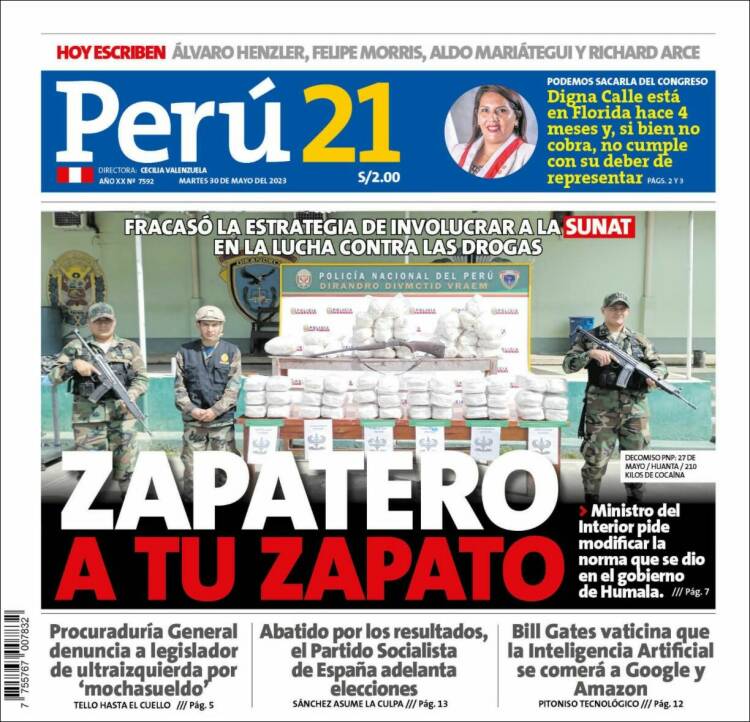 Portada de Perú 21 (Perú)