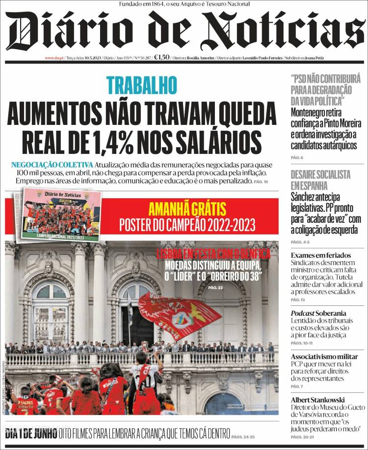 Portada de Diário de Noticias (Portugal)