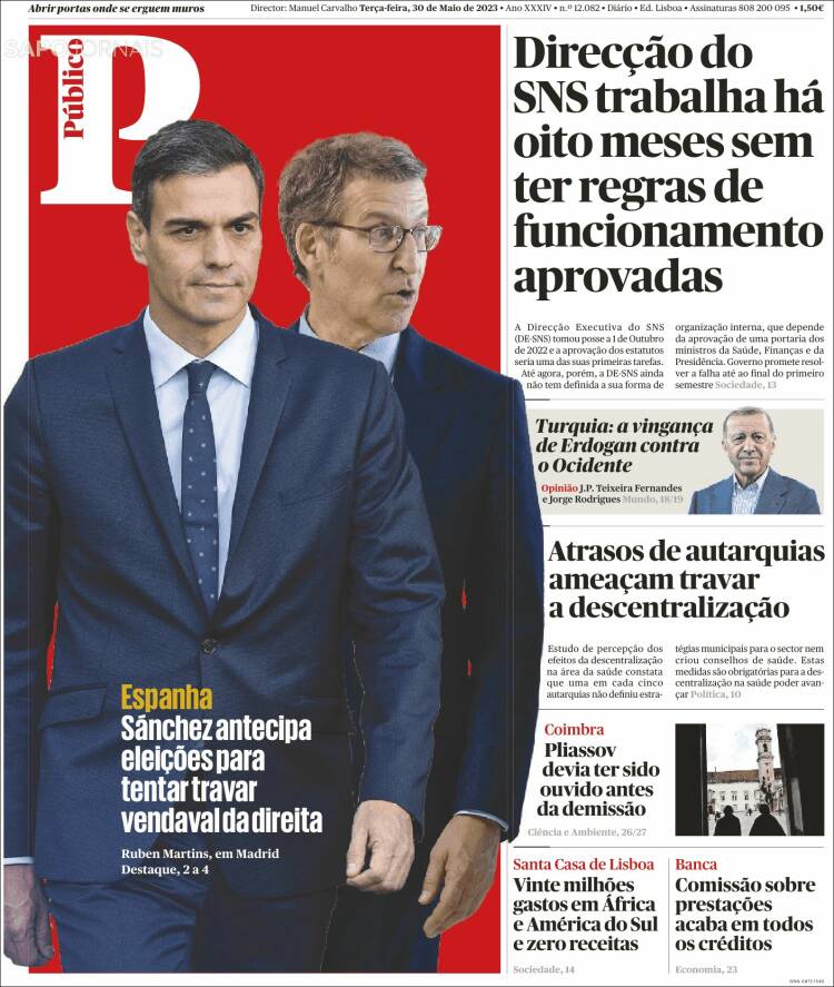 Portada de Público (Portugal)